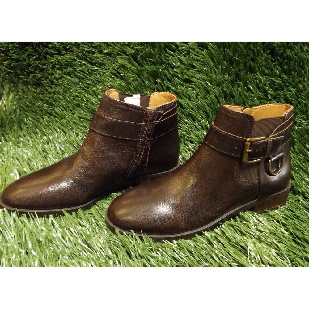 womens used ARESOLES Martha Stewart side zip closure leather ankle boots sz 6‎